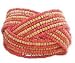 ZAD Hot Pink Seed Bead Braided Cuff Bracelet with Wood Beads