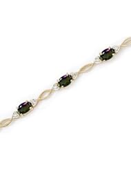 14K Yellow Gold Oval Mystic Topaz and Diamond Bracelet