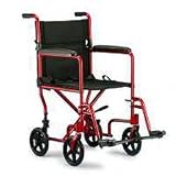 Invacare Aluminum Transport Chair, 19 in. Red or Blue