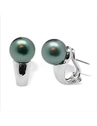 18K white gold Tres Jolie Black Tahitian cultured pearl and diamond earring