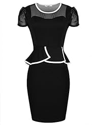 Cap Sleeves Peplum Fitted Wrap Cocktail Polyester/Rayon/Spandex Bodycon Dress/Evening Dress/Homecoming Dress/Party Dress/Wedding Dress 