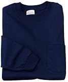 Hanes Heavyweight - 100% Cotton Long Sleeve T-Shirt with Pocket Navy-XL