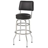 Double-Ring Bar Stool with Back - Black by Richardson Seating
