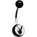 Playboy White Logo Inlay Black Acrylic Belly Button Ring