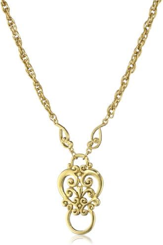 1928 Jewelry Heart Eyeglass Holder Pendant Necklace, 28"
