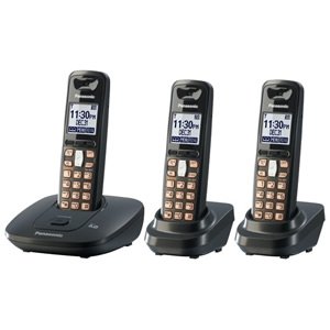 Panasonic DECT 6.0 Expandable Cordless Telephone with 3 Handsets (KX-TG6413T) by Panasonic