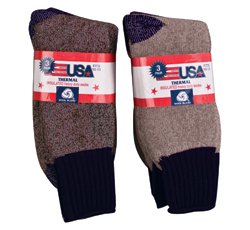 Assorted Color 3-Pk Mens Wool Blend Thermal Socks. Made in the USA.