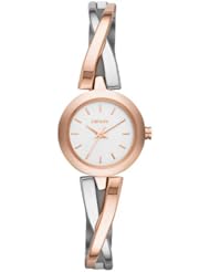 DKNY #NY2172 Womens Crosswalk Two Tone Stainless Steel Crossover Bangle Bracelet Watch