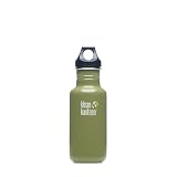 Klean Kanteen Stainless Steel Water Bottle with Poly Loop Cap (18-Ounce, Green Moss)