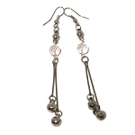 Quartz Earrings 07 Dangle Faceted Stone Crystal Healing Silver Disco Ball Gemstone Natural Radiant 2.5