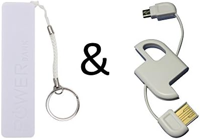 Lightning to USB Travel Charger Cable AND Power Bank Compact Portable Reserve External Battery Keychain Works with Apple Iphone 6S Plus 6 5 5c 5s Ipad Ipod