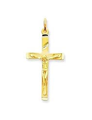 14K Yellow Gold Crucifix Charm Pendant Jewelry