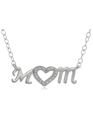 Sterling Silver White Diamond Accent Mom Pendant Necklace (0.01 cttw, H-I Color, I1-I2 Clarity), 18"