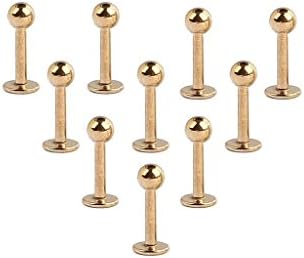 10PCS 16G Gold Plated Stainless Steel Labret Monroe Lip Ring ragus Helix artilage Earring Stud Barbell Body Piercing Jewelry 6mm