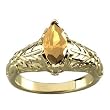 14K Yellow Gold Golden Topaz and Diamond Ring