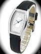 Coach Francine Silver Oblong Black Leather Band Watch Womens