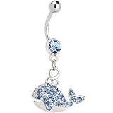 Solar Blue Jeweled Whale Dangle Belly Ring