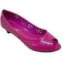 Womesn Pink Kitten Heel Oriental Peep-Toe Ladies Patent Shoes