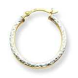 14k Rhodium 1.9mm Diamond Cut Hoop Earrings