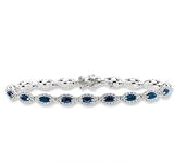 14K WG Marquise Blue Sapphire Diamond Tennis Bracelet