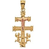 14K Yellow Gold Cara Vaca Crucifix Pendant