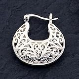 Sterling Silver Polished Filigree Earrings - Pair