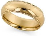 14K Gold Milgrain Comfort-Fit Wedding Band, 6mm Wide