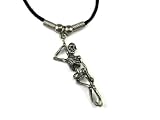 Hanging Skeleton in Noose Pewter Pendant with Adjustable Cord Necklace