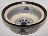 Vo-Toys Ceramic Bones n Paws Dog Bowl 6 in