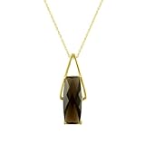 10k Yellow Gold Cushion Cut Smoky Quartz Pendant, 18