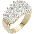 Two Tone Brass Ring with Clear Swarovski Crystals
