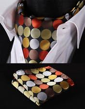 Pixel Handkerchief - Orange Black Polka Dot Silk Cravat Scarves Ascot Hanky Handkerchief Set