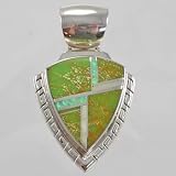 Sterling Silver, Turquoise and Opal Inlaid Pendant, #10662