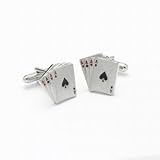 Onyx Designer Cufflinks - 4 Aces - For the Card Player