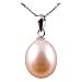 AugustinaJewelry Freshwater Cultured Oval Shape 10-11mm Pink Pearl Pendant with 18K White Gold, 16" 14K White Gold Chain