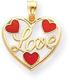 Enameled Heart Love Charm, 14K Yellow Gold
