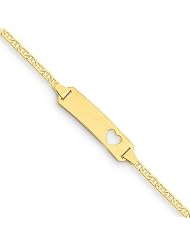 14k 6in Engravable Plate with Stamped-Out Heart Anchor Link Baby/Child ID Cyber Monday Special