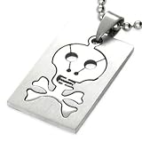 Skull & Crossbones Dog Tag Stainless Steel Pendant