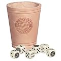 FC Bayern M�nchen W�rfelbecher Leder mit 6 W�rfel mit gepr�gten FCB - Logo