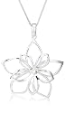 Sterling Silver Open Double Flower Pendant, 16" - 18"