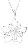 Sterling Silver Open Double Flower Pendant, 16
