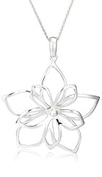 Sterling Silver Open Double Flower Pendant, 16" - 18"