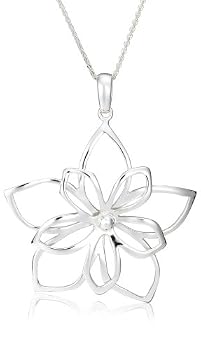Sterling Silver Open Double Flower Pendant, 16" - 18"