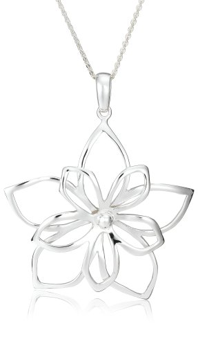 Sterling Silver Open Double Flower Pendant, 16 - 18