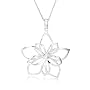Sterling Silver Open Double Flower Pendant, 16" - 18"