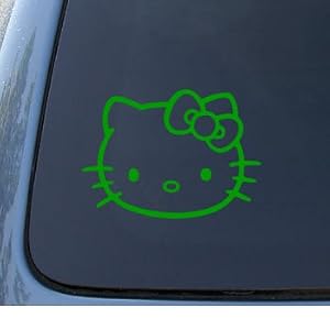 HELLO KITTY - Cat Feline - Car, Truck, Notebook, Vinyl Decal Sticker #1093 | Vinyl Color: Green