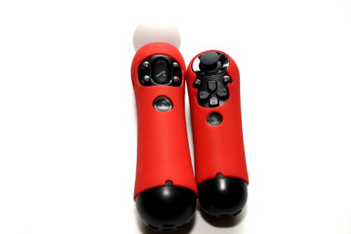 RED PS3 Move Controller Silicon Sleeve Protector (2 Pack) 