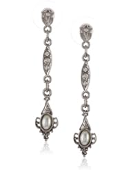 Downton Abbey "Stardust Carded" Silver-Tone Belle Epoch Pearl and Crystal Linear Filigree Drop Earrings