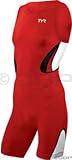 TYR Men's Carbon Zipper Back Shortjohn Tri Suit with Pad: Red; LG