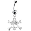 Clear Jeweled Dangerous Skull Dangle Belly Ring